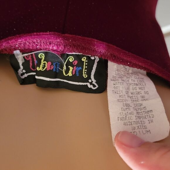 Urban Girl dark red velvet Glittery mini Dress. - Picture 2 of 10